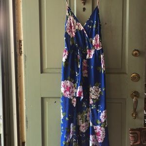AS U WISH Blue Floral High-Low Romper